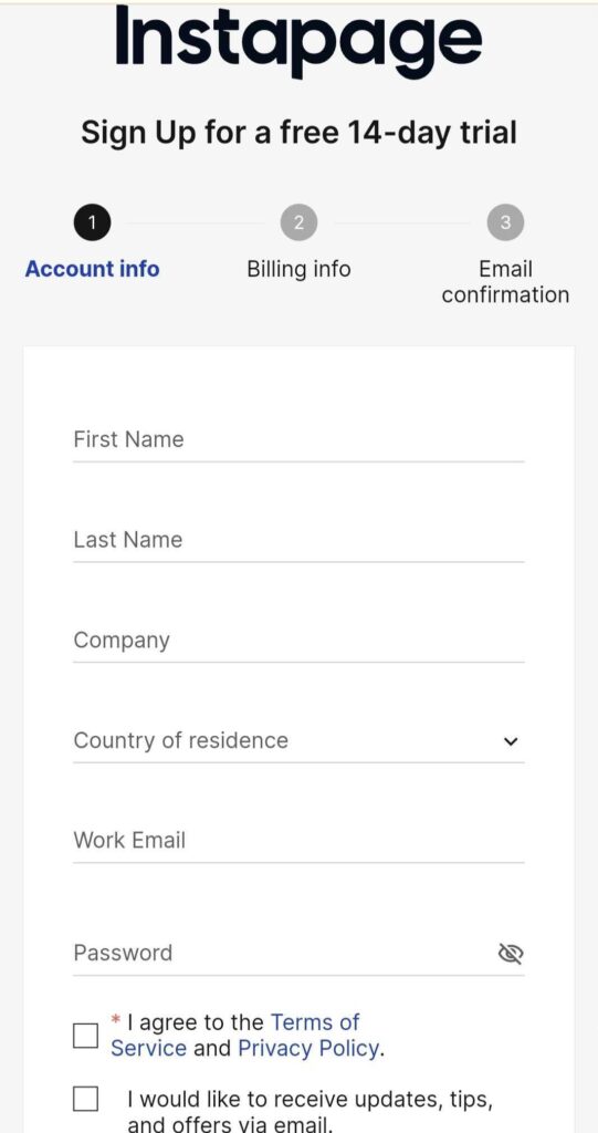 Instapage mobile form