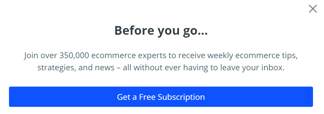 Exit intent popup by BigCommerce