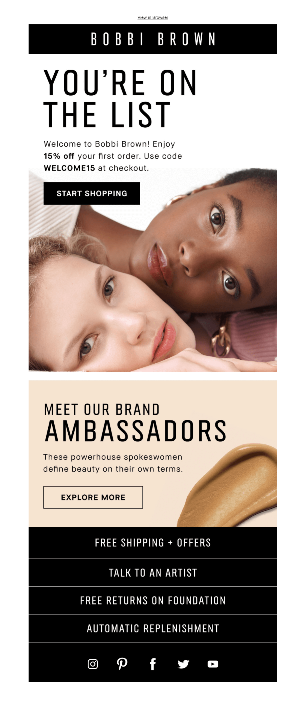 Bobbi brown welcome email campaign