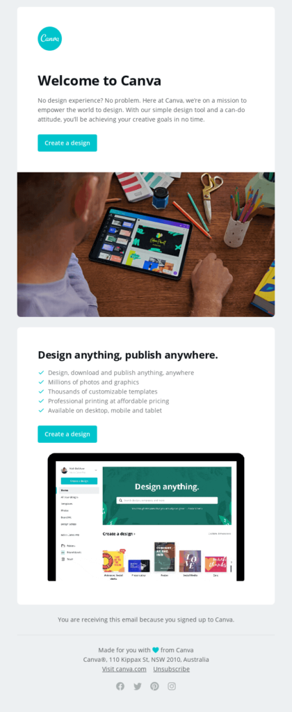 Canva email design example