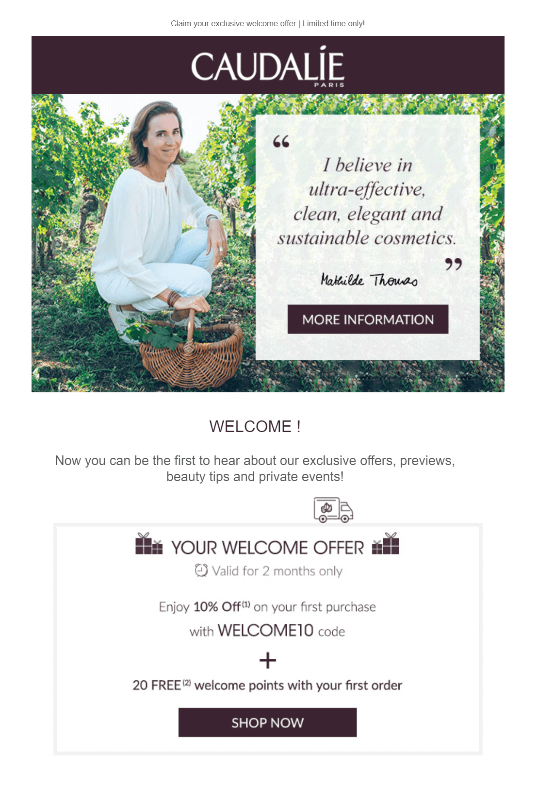caudalie welcome email example