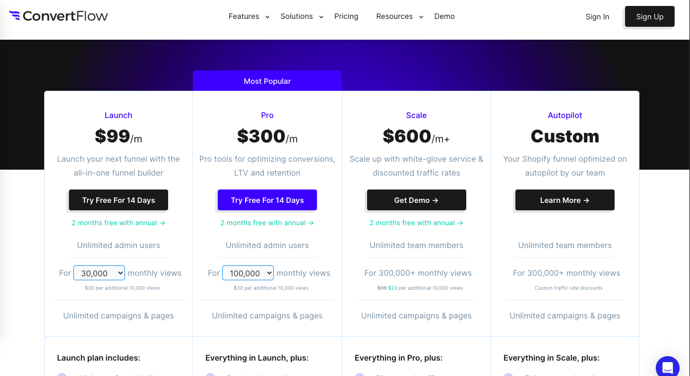 ConvertFlow pricing page