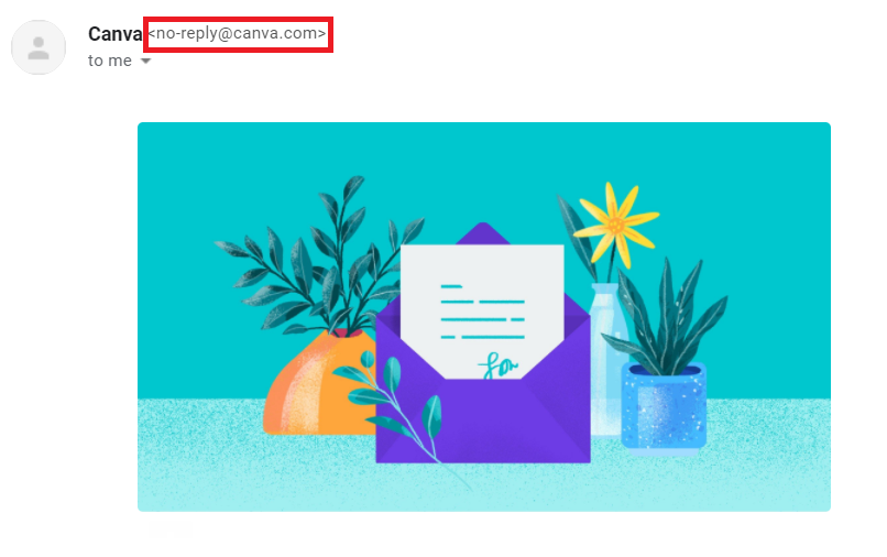 no-reply sender address example by Canva