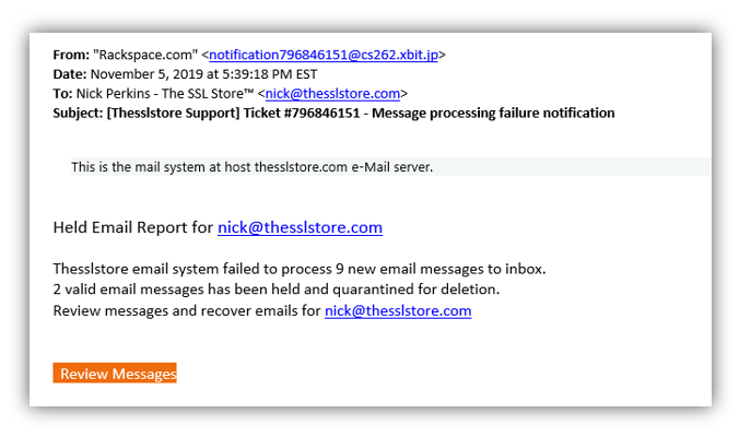 example of spammers spoofing an email and harming deliverability