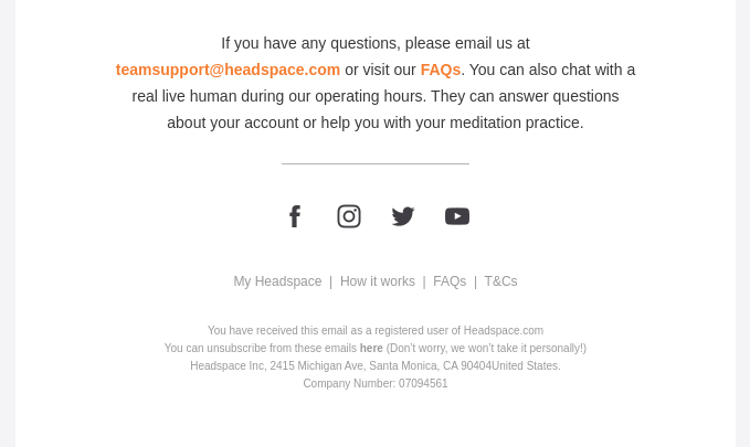 email footer with unsubscribe button