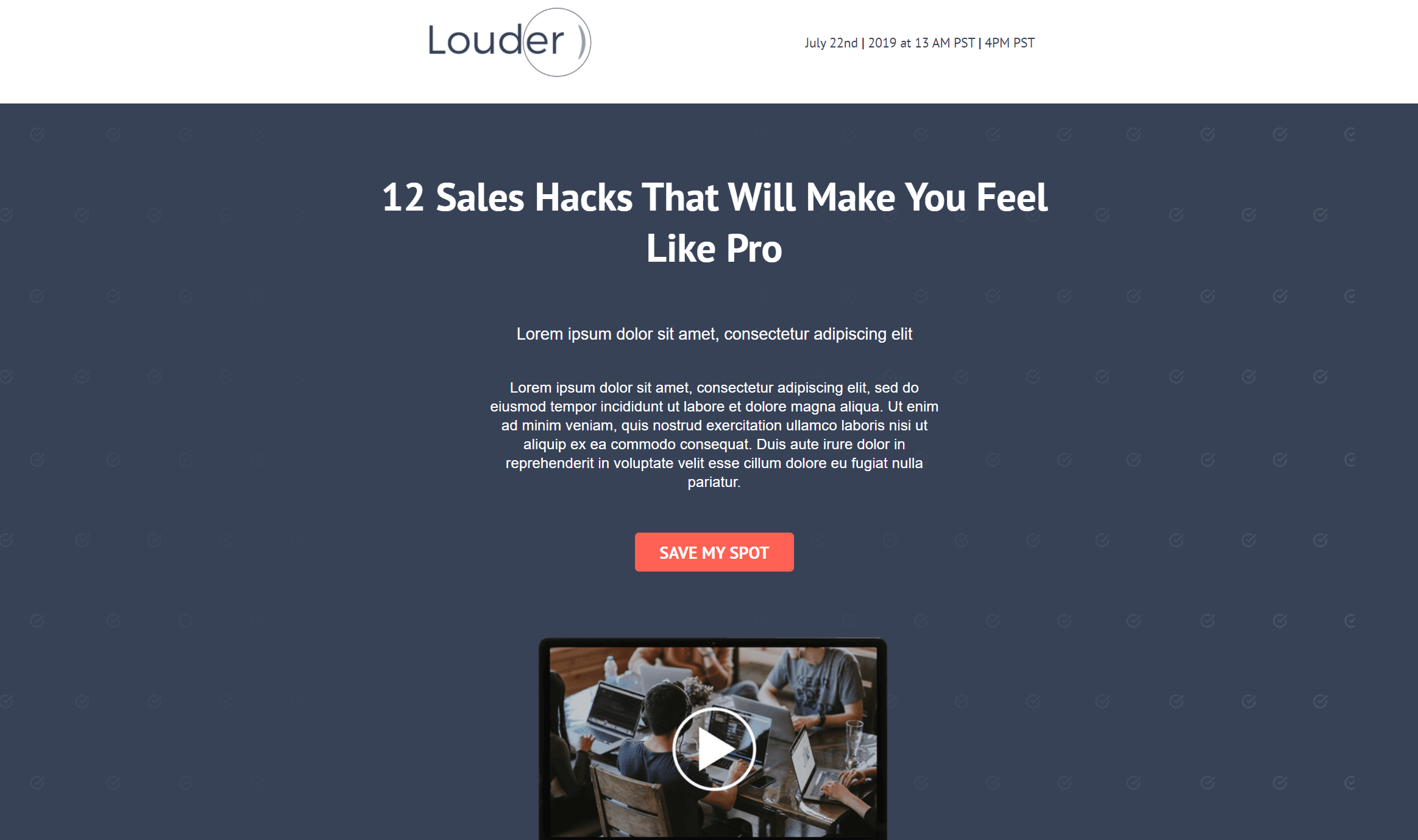 video infused landing page template