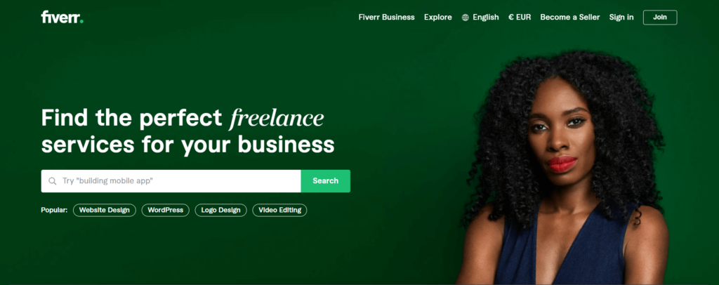 Fiverr platform for online freelance work