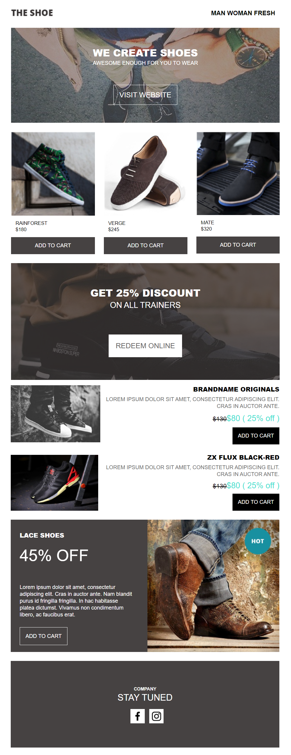 footwear email design example
