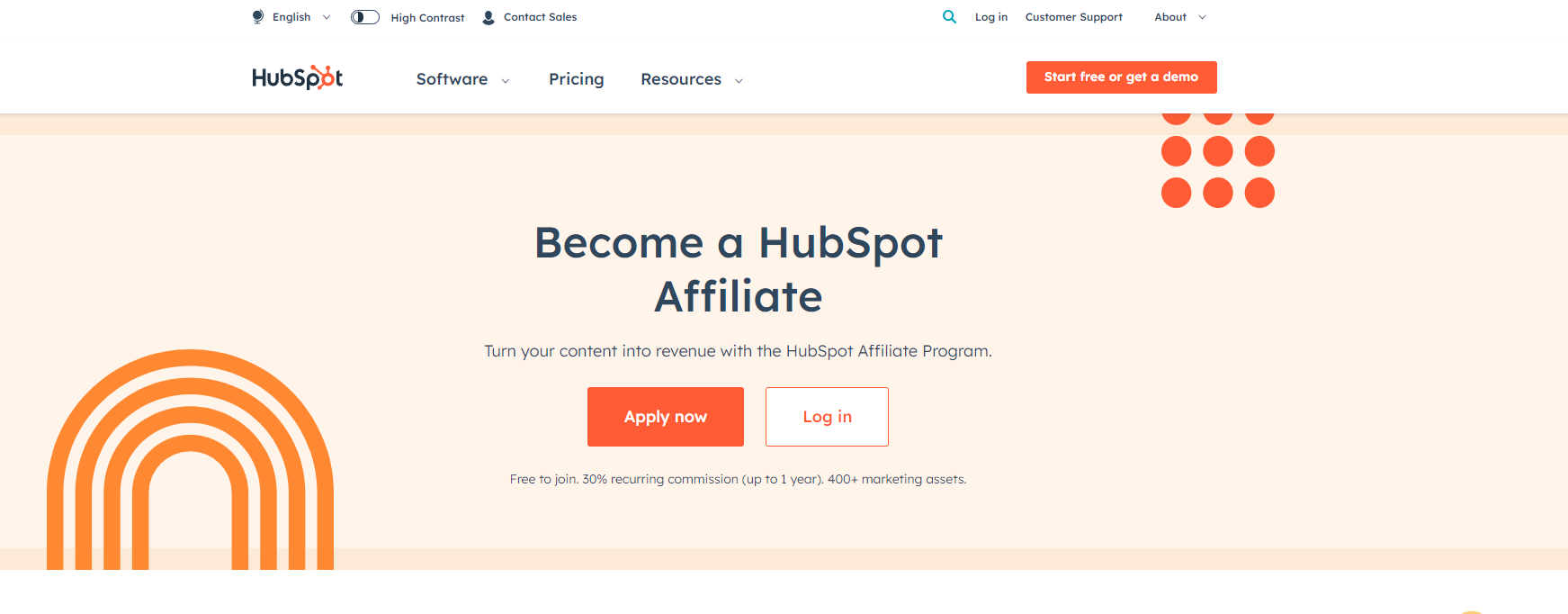 Hubspot affiliate page