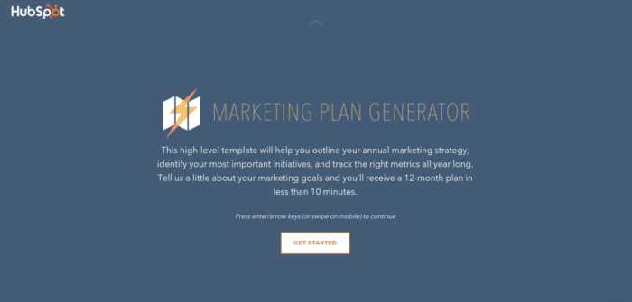 Hubspot marketing plan generator