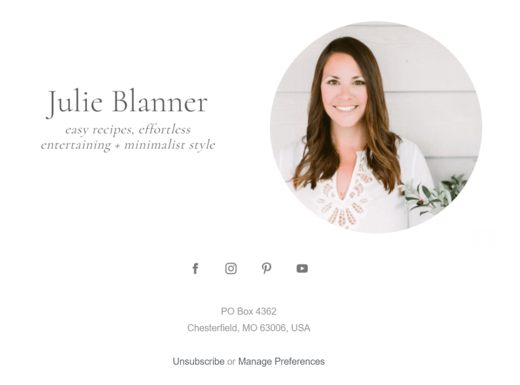 Julie Blanner email signature