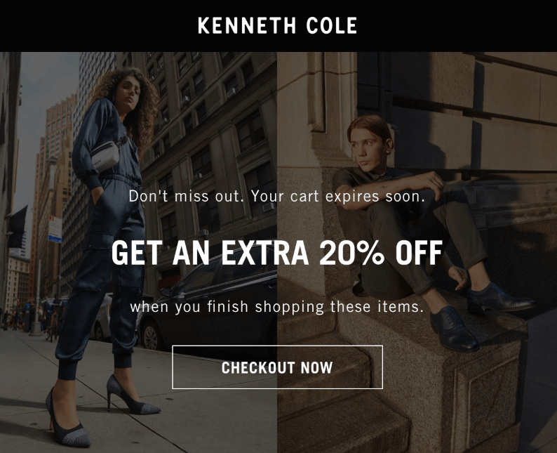 Kenneth Cole additonal discount drip for cart abandoners