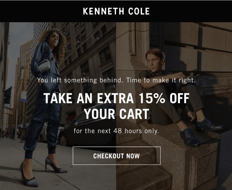 Kenneth Cole cart abandonment drip campaign example