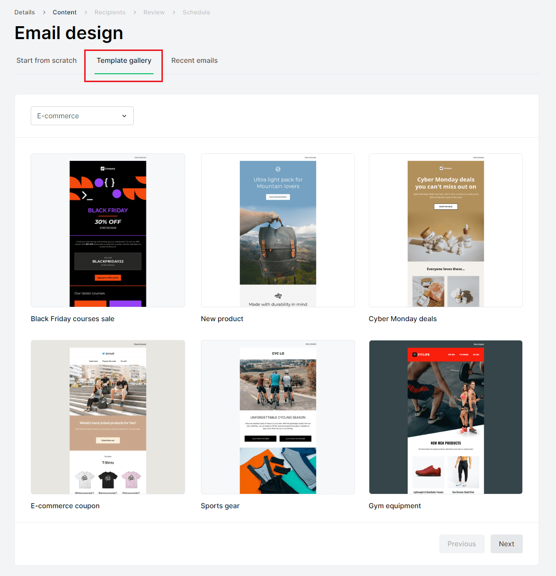 mailerlite email template gallery