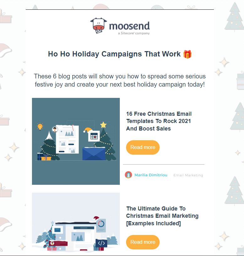 RSS email campaign from Moosend