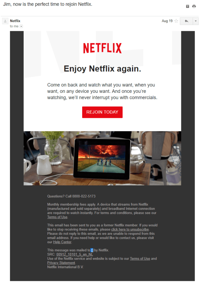 Netflix final email drip