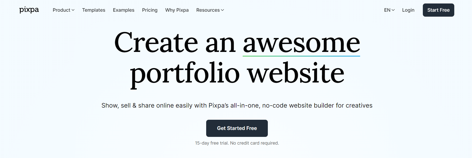 Pixpa top free website builder