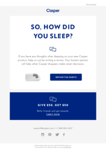 product review email by Casper