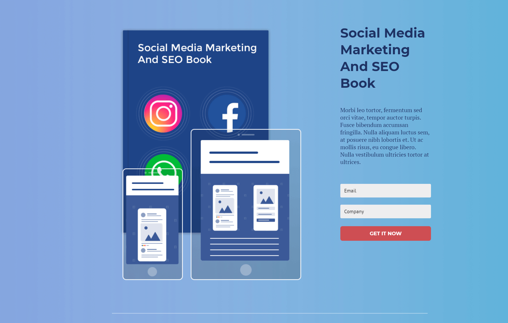 light blue landing page template for ebook promotion