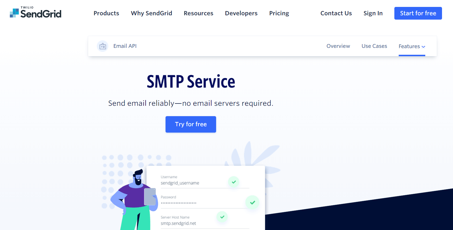 Sendgrid free smtp relay service