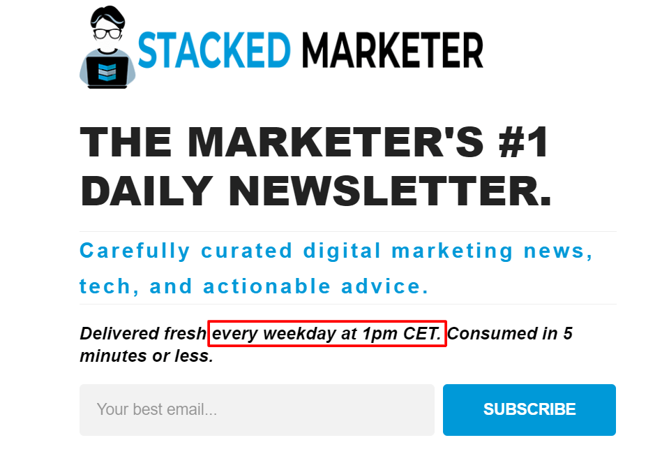 Stacked Marketer sign up box email marketing best practice 