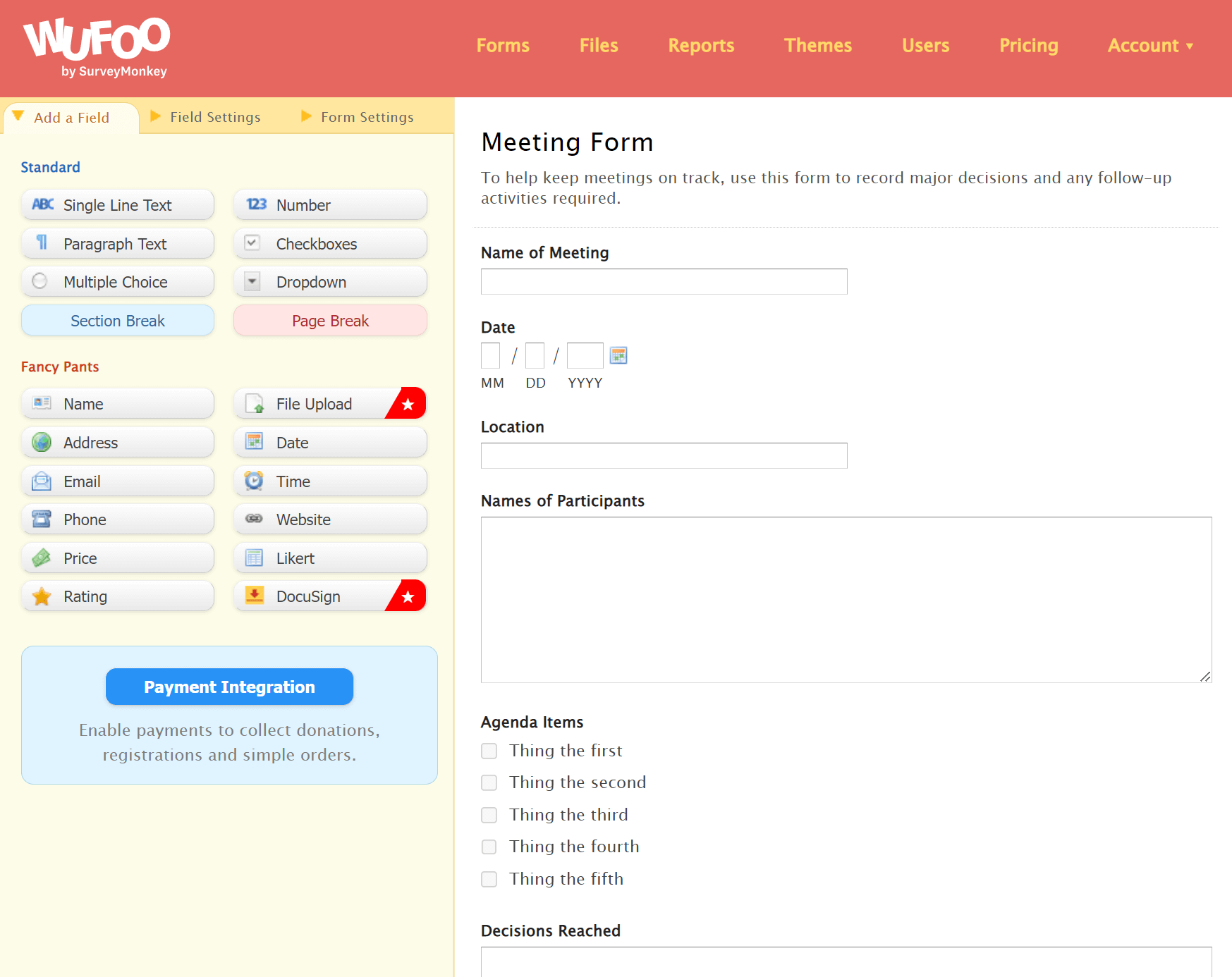 Wufoo online form builder